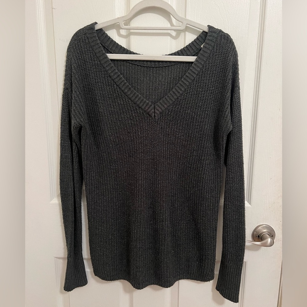 Garage Dark Grey Oversized V-Neck Sweater